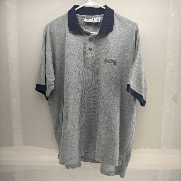 RARE Vintage Iron Knights MLB Atlanta Braves Polo Shirt Men's XL Gray 1998 - Picture 1 of 5